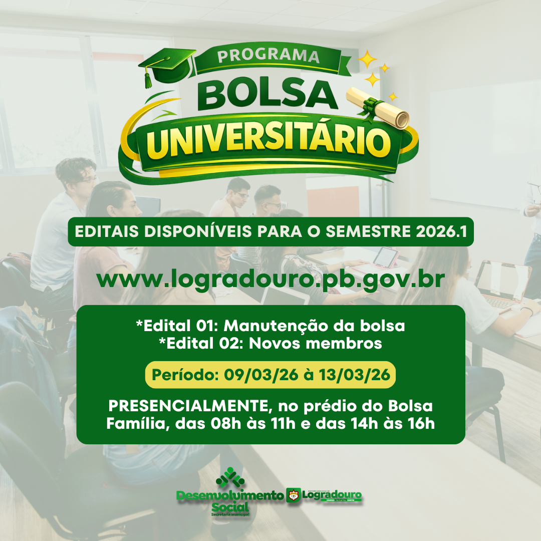 BOLSA UNIVERSITÁRIO - EDITAIS 2026.1